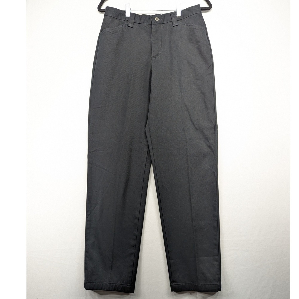 Riders by Lee Black Eased Fit Trousers Misses Size 8M Flat Front Natural Waist